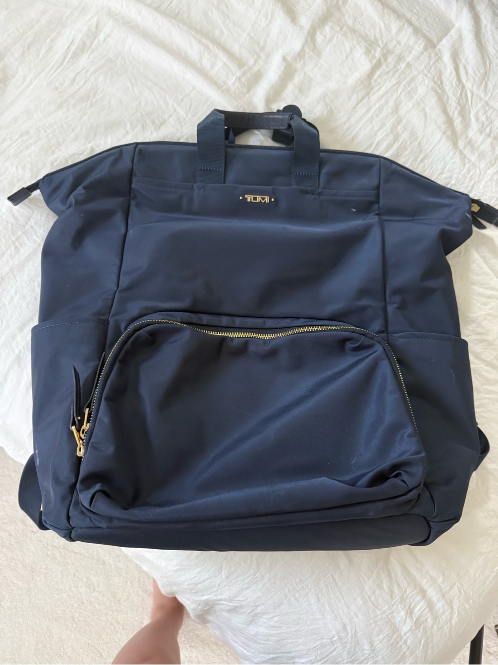 Tumi Navy Blue Men's Backpack with Front Zip Pocket